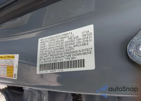 2025 Honda Pilot Touring from USA, damaged, VIN 5FNYG2H70SB011614